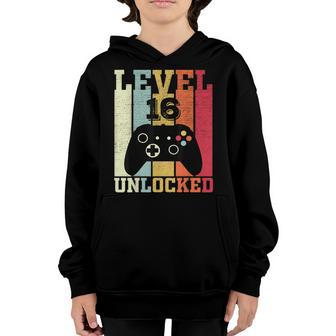 Level 16 Unlocked Funny Video Gamer 16Th Birthday Gift Youth Hoodie - Seseable