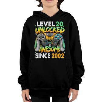 Level 20 Unlocked Awesome Since 2002 20Th Birthday Gaming V3 Youth Hoodie - Seseable