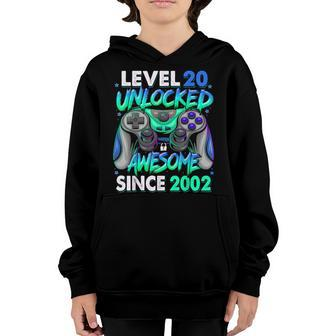 Level 20 Unlocked Awesome Since 2002 20Th Birthday Gaming V4 Youth Hoodie - Seseable