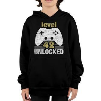 Level 42 Unlocked 42Nd Birthday 42 Years Old Gift For Gamers Youth Hoodie | Mazezy