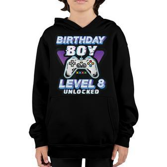 Level 8 Unlocked 2014 Bday Video Game 8Th Birthday Boy Gamer Youth Hoodie - Seseable