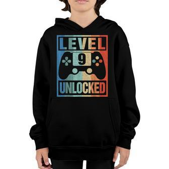 Level 9 Unlocked 9Th Birthday Decoration 9 Years Old Youth Hoodie - Seseable
