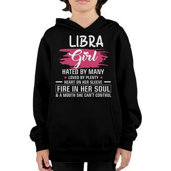 Libra Girl Birthday Libra Girl Hated By Many Loved By Plenty Heart On Her Sleeve Youth Hoodie - Seseable
