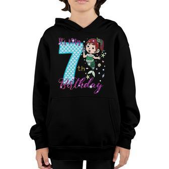 Mermaid 7Th Birthday Girl Seven 7 Years Old Youth Hoodie | Mazezy