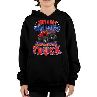 Monster Truck Just A Boy Who Loves Monster Truck For Kids Youth Hoodie - Seseable