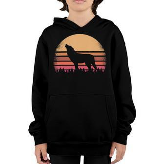 Moon Sunset Retro Howling At 80S Vintage Wolf Halloween S Youth Hoodie | Favorety
