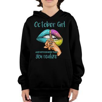 October Girl Gift October Girl Knows More Than She Says Youth Hoodie - Seseable