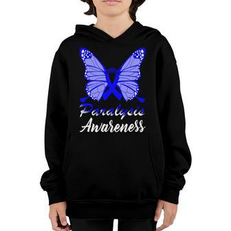 Paralysis Awareness Butterfly Blue Ribbon Paralysis Paralysis Awareness Youth Hoodie - Monsterry CA