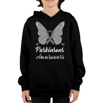 Parkinsons Awareness Butterfly Grey Ribbon Parkinsons Parkinsons Awareness Youth Hoodie - Monsterry UK