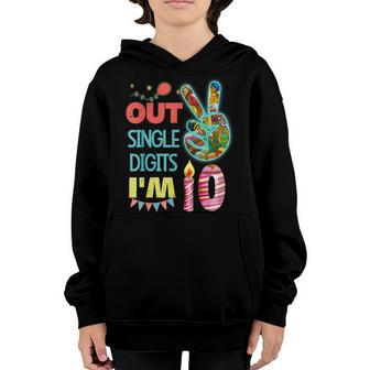 Peace Out Single Digits Im 10 Birthday 10 Years Old Youth Hoodie - Seseable