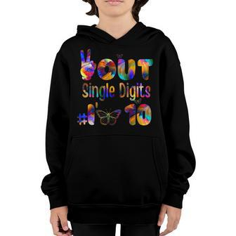 Peace-Out Single Digits Im 10 Birthday Butterfly Tie Dye Youth Hoodie - Seseable