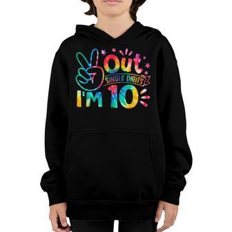 Peace Out Single Digits Im 10 Years Old Tie Dye Birthday Youth Hoodie - Seseable