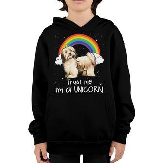 Rainbow Havanese Trust Me Im A Unicorn Dog Youth Hoodie - Monsterry UK