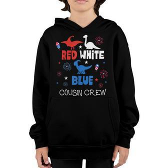 Red White & Blue Cousin Crew 4Th Of July Kids Usa Dinosaurs Youth Hoodie - Seseable