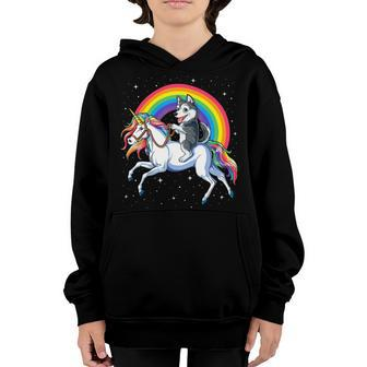Siberian Husky Unicorn Tee Girls Space Galaxy Rainbow Youth Hoodie - Monsterry