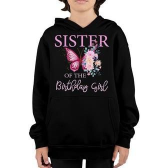 Sister 1St First Birthday Matching Family Butterfly Floral Youth Hoodie - Seseable