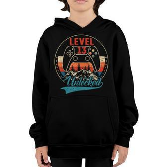 Unlocked Level 13 Birthday 13 Year Old Video Game Controller Youth Hoodie - Seseable