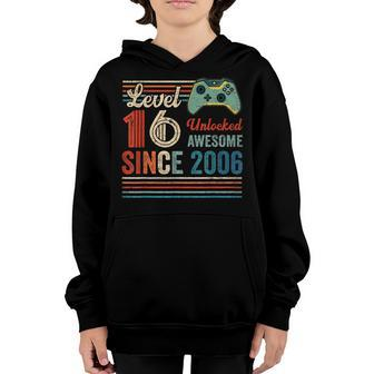 Unlocked Level 16 Birthday 16 Year Old Video Game Controller Youth Hoodie - Seseable