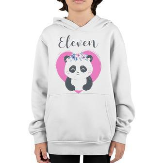 11 Years Old Panda Birthday Party Girl Cute Girls 11Th Gift Youth Hoodie | Mazezy