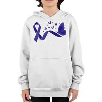 Alopecia Warrior Butterfly Blue Ribbon Alopecia Support Alopecia Awareness Youth Hoodie - Monsterry
