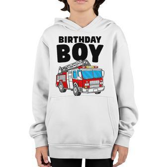 Birthday Boy Fire Truck Firefighter Fireman Birthday Crew Youth Hoodie | Mazezy