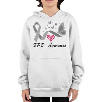 Borderline Personality Disorder Bpd Awareness Butterfly Grey Ribbon Borderline Personality Disorder Bpd Awareness Youth Hoodie | Favorety UK