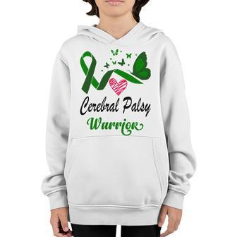Cerebral Palsy Warrior Butterfly Green Ribbon Cerebral Palsy Cerebral Palsy Awareness Youth Hoodie - Monsterry
