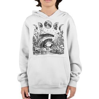 Cute Cottagecore Aesthetic Frog Mushroom Moon Witchy Vintage - Dark Academia Goblincore Witchcraft F Youth Hoodie | Favorety CA