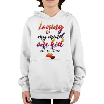 Cute Mom Loosing My Mind One Kid At A Time Mothers Day Gif Youth Hoodie | Favorety CA