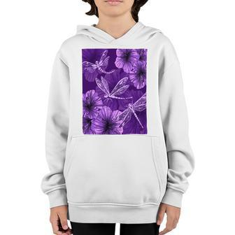 Dragonfly With Hibiscus Youth Hoodie - Monsterry DE