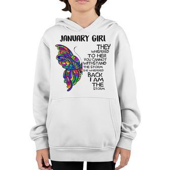January Girl Birthday I Am The Storm Youth Hoodie - Seseable