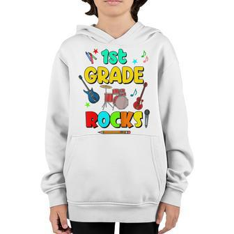 Kids 1St Grade Rocks Back To School Boys Girls 1St Day Of School Youth Hoodie - Seseable