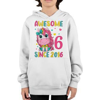 Kids 6Th Birthday Party Unicorn Girl 6 Years Old Birthday Youth Hoodie - Seseable