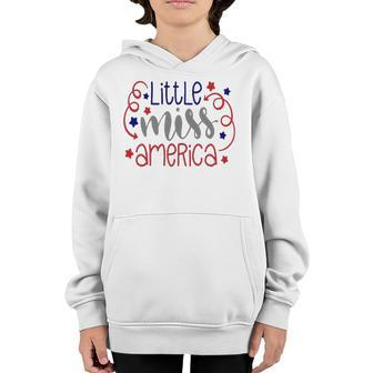 Little Miss America 4Th Of July Girls Usa Patriotic Youth Hoodie | Mazezy