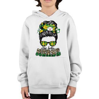 One Lucky Nurse Irish Leopard Messy Bun St Patricks Day Youth Hoodie | Favorety DE