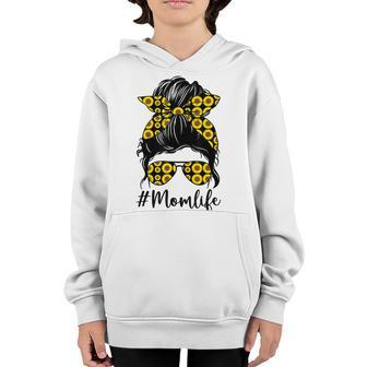 Sunflowers Mom Life Messy Bun Hair Sunglasses Mothers Day Youth Hoodie | Favorety UK