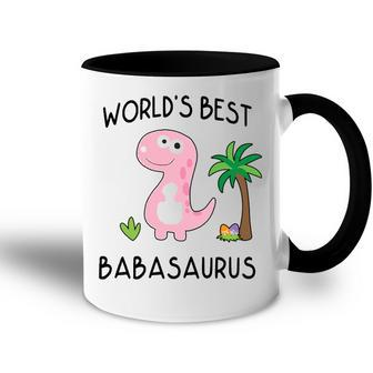 Baba Grandma Gift Worlds Best Babasaurus Accent Mug - Seseable
