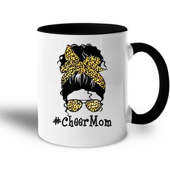 Cheer Mom Leopard Messy Bun Cheerleader Funny Mothers Day V2 Accent Mug - Seseable