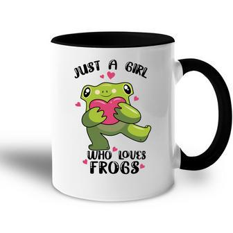 Cute Frog Just A Girl Who Loves Frogs Funny Frog Lover Gift For Girl Frog Lover Accent Mug | Favorety