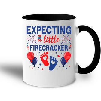 Expecting A Little Firecracker 4Th Of July Pregnancy Reveal Accent Mug - Seseable