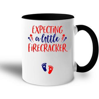 Expecting A Little Firecracker New Mom 4Th Of July Pregnancy Accent Mug - Seseable