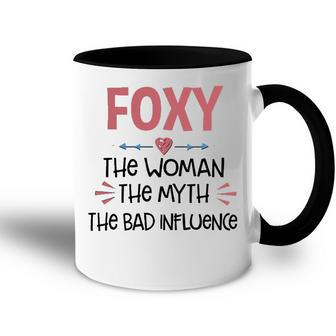 Foxy Grandma Gift Foxy The Woman The Myth The Bad Influence Accent Mug - Seseable