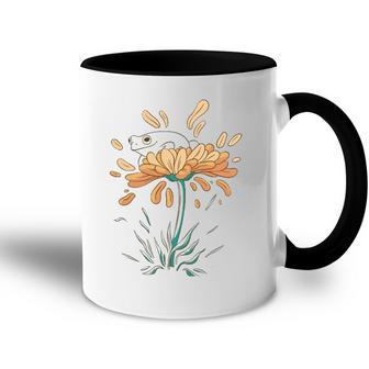 Frog On Flowers Nature Flower Leaves Petals Accent Mug | Mazezy