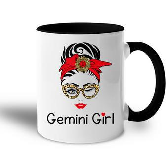 Gemini Girl Leopard Sunflower Zodiac Birthday Girl Accent Mug - Seseable