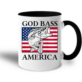 God Bass America Funny Fishing Dad 4Th Of July Usa Patriotic Zip Accent Mug - Seseable
