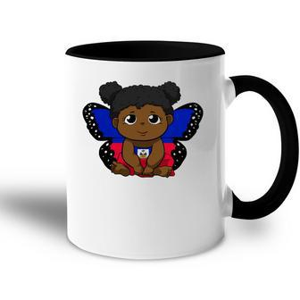 Haiti Haitian Love Flag Princess Girl Kid Wings Butterfly Accent Mug | Mazezy