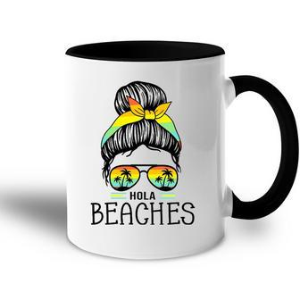 Hola Beaches Funny Beach Vacation Summer For Women Men Accent Mug | Mazezy