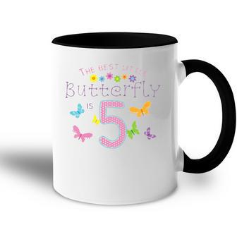 Kids 5Th Fifth Birthday Party Cake Little Butterfly Flower Fairy Accent Mug | Mazezy