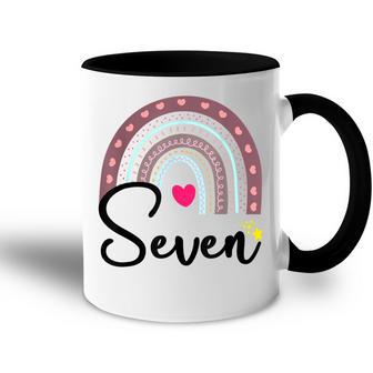 Kids 7Th Birthday Rainbow Party Kids Seven Year Old Accent Mug - Seseable