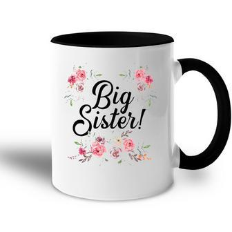 Kids Cute Big Sister Floral Design Toddler Girl Accent Mug | Mazezy